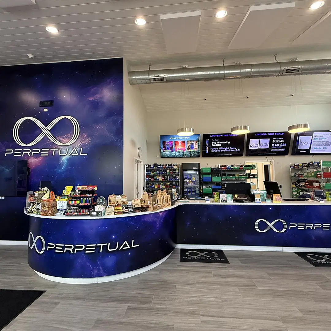 Cannabis shopping area inside PERPETUAL Pittsfield dispensary