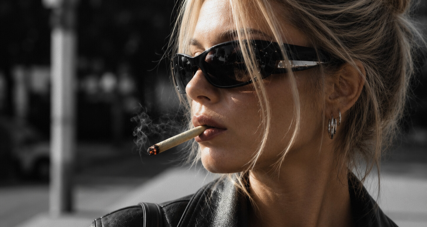 Woman smoking cannabis